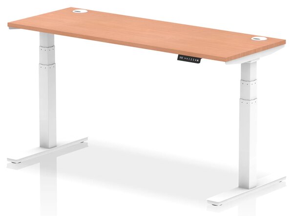 Troy 160cm Wooden Adjustable Laptop Desk With White Legs In Beech
