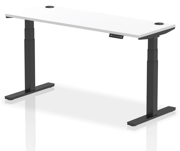 Troy 160cm Wooden Adjustable Laptop Desk With Black Legs In White