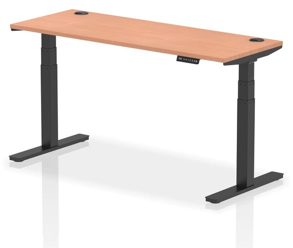 Troy 160cm Wooden Adjustable Laptop Desk With Black Legs In Beech