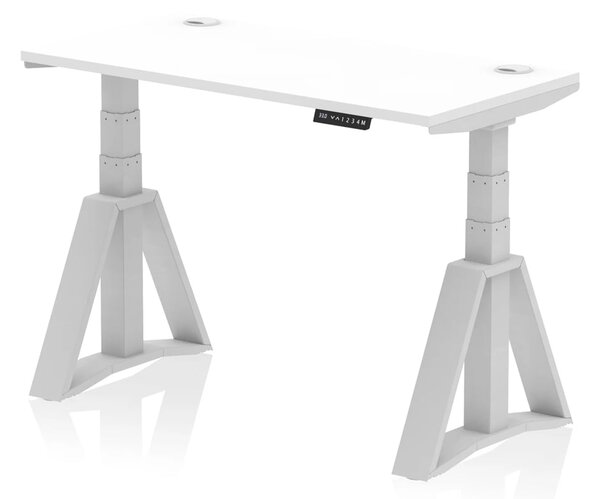 Troy 120cm Wooden Adjustable Laptop Desk With Silver Foot In White