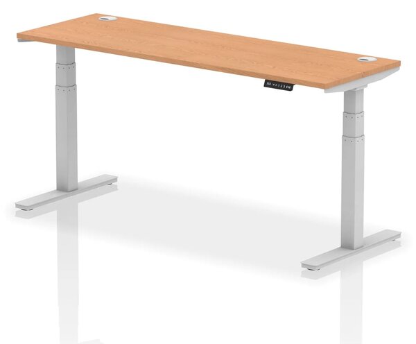 Troy 180cm Wooden Adjustable Laptop Desk With Silver Legs In Oak