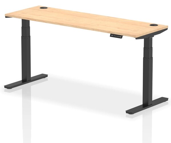 Troy 180cm Wooden Adjustable Laptop Desk With Black Legs In Maple