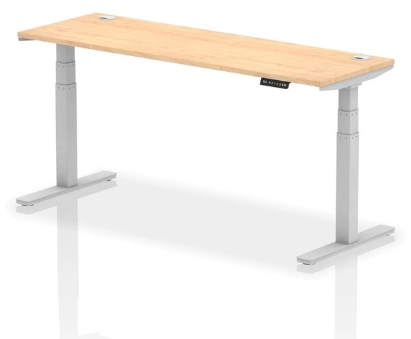Troy 180cm Wooden Adjustable Laptop Desk With Silver Legs In Maple