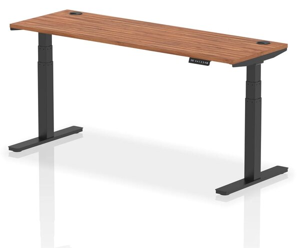 Troy 180cm Wooden Adjustable Laptop Desk With Black Legs In Walnut
