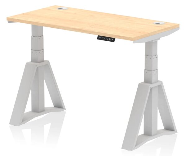 Troy 120cm Wooden Adjustable Laptop Desk With Silver Foot In Maple