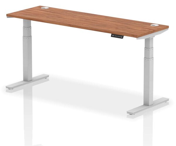 Troy 180cm Wooden Adjustable Laptop Desk With Silver Legs In Walnut