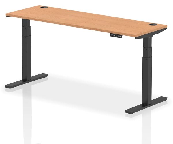 Troy 180cm Wooden Adjustable Laptop Desk With Black Legs In Oak
