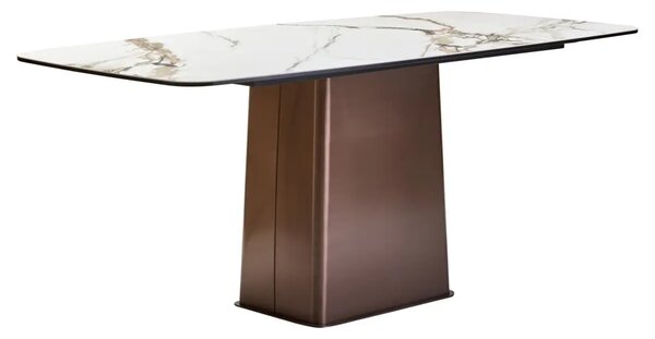 Ithaca Ceramic Top Dining Table With Stainless Steel Legs In White