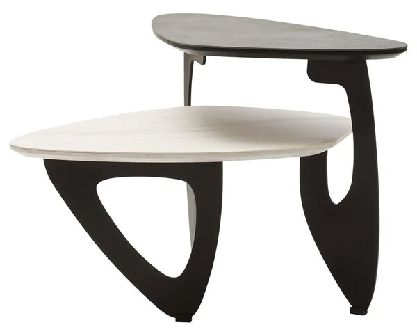 Ithaca Small Ceramic Top Nesting Coffee Table In Grey And White