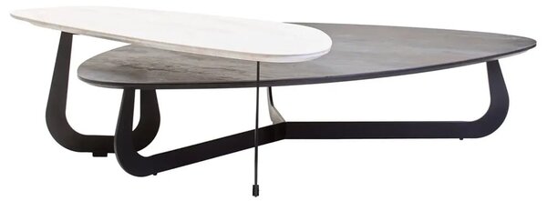 Ithaca Large Ceramic Top Nesting Coffee Table In Grey And White