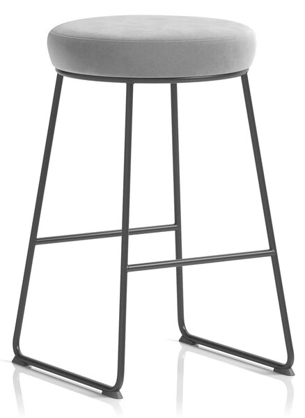 Teaneck Fabric Stool With Metal Frame In Grey