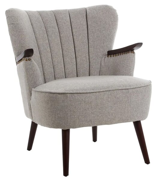 Helsinki Fabric Bedroom Chair With Brown Legs In Taupe