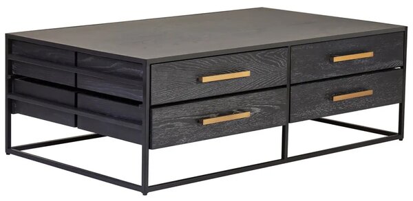 Jonesboro Wooden Coffee Table With 8 Drawers In Black