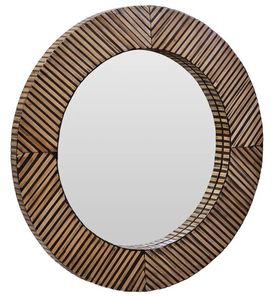 Baltimore Round Wall Mirror With Natural Wooden Frame