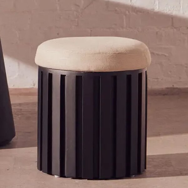 Phoenix Wooden Stool With Fabric Seat In Black