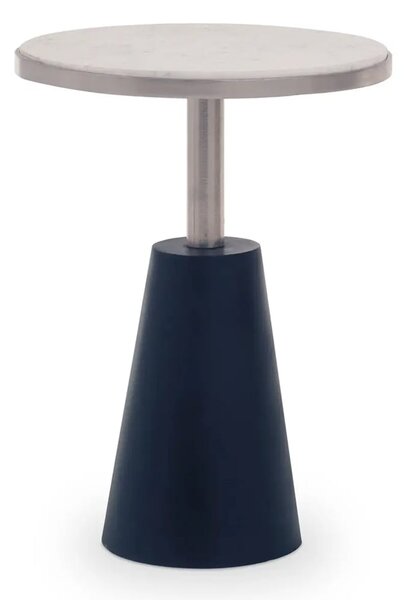 Telluride White Marble Top Nesting Side Tables With Metal Base