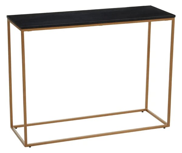 Valrico Black Marble Top Console Table With Gold Frame