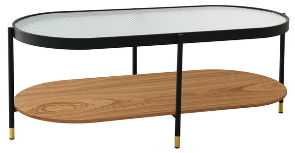 Albertville Ribbed Glass Top Coffee Table With Black Metal Frame
