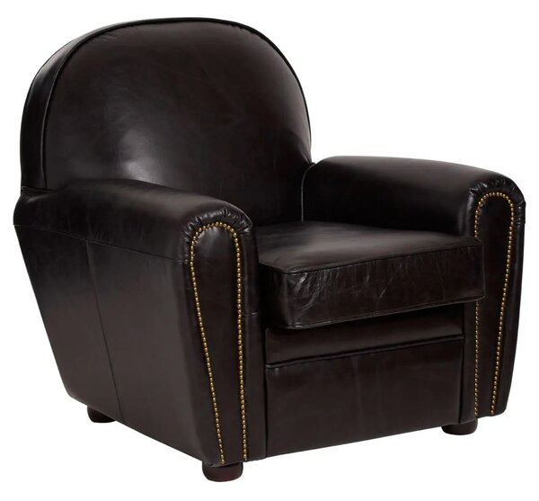 Viroqua Genuine Leather Classic Bedroom Chair In Black