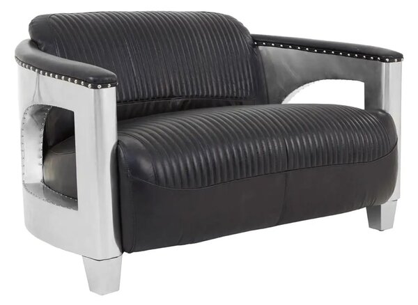 Viroqua Genuine Leather 2 Seater Sofa In Black