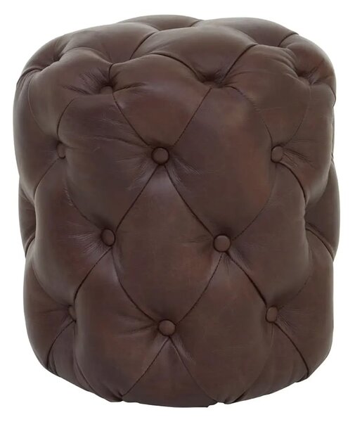 Viroqua Genuine Leather Round Stool In Coffee