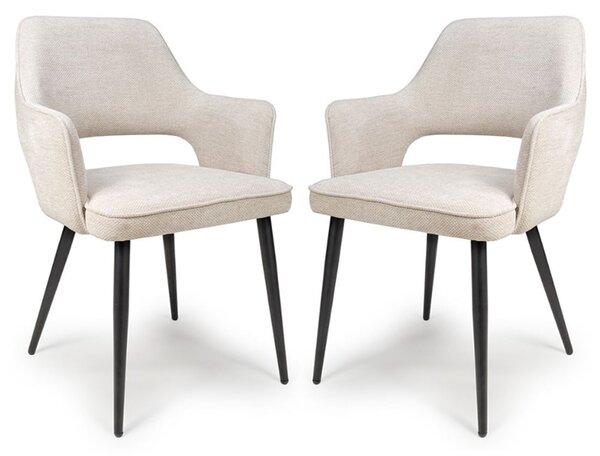 Tipton Natural Fabric Dining Chairs In Pair