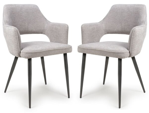 Tipton Pewter Fabric Dining Chairs In Pair
