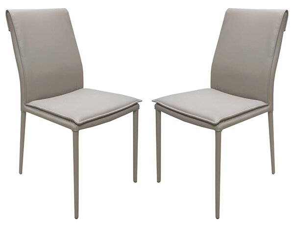 Yrone Mocha PU Leather Dining Chairs In Pair