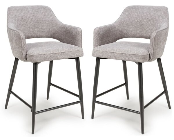 Tipton Pewter Fabric Counter Dining Chairs In Pair