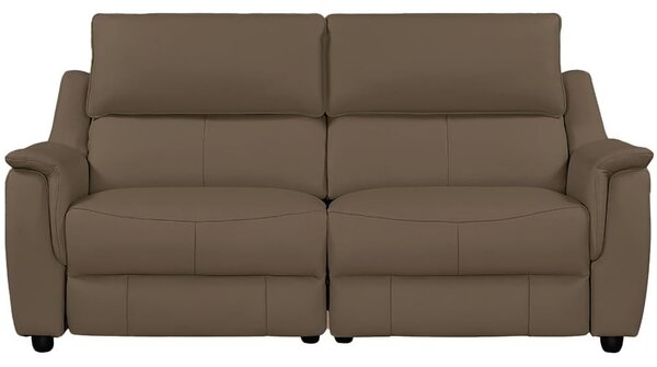 Milun Leather Electric Recliner 3 Seater Sofa In Dark Taupe