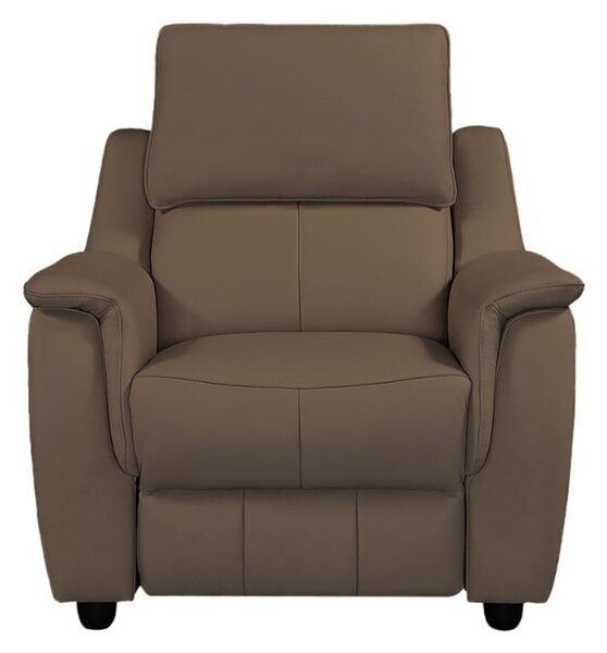 Milun Leather Electric Recliner 1 Seater Sofa In Dark Taupe