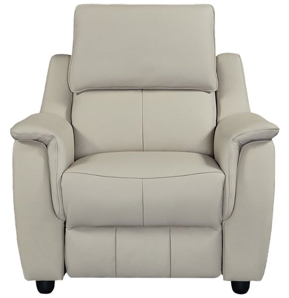 Milun Leather Electric Recliner 1 Seater Sofa In Cloud