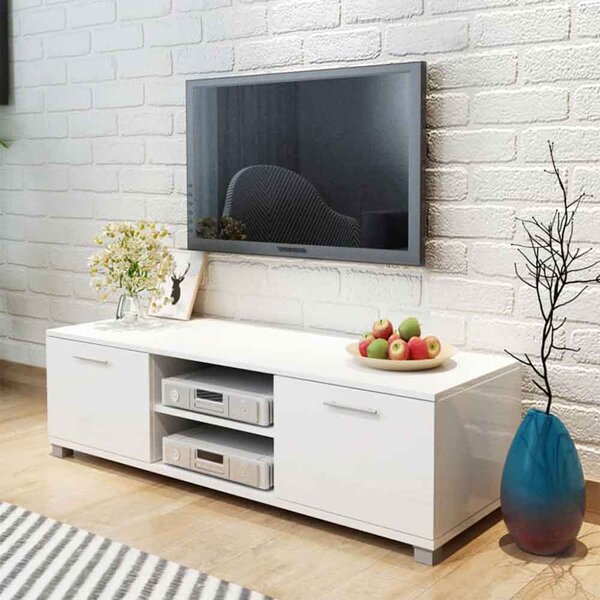 Banning 120cm Wooden TV Stand With 2 Doors In Gloss White