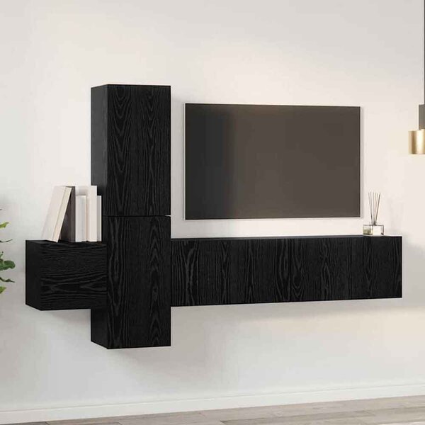 Beaumont 120cm Wooden 5 Piece Entertainment Unit In Black Oak