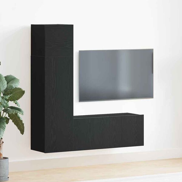 Beaumont 80cm Wooden 3 Piece Entertainment Unit In Black Oak