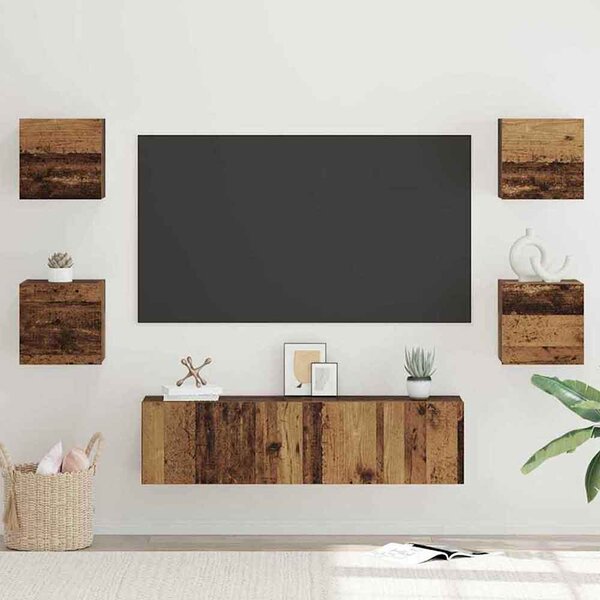 Beaverton 120cm Wooden 6 Piece Entertainment Unit In Brown