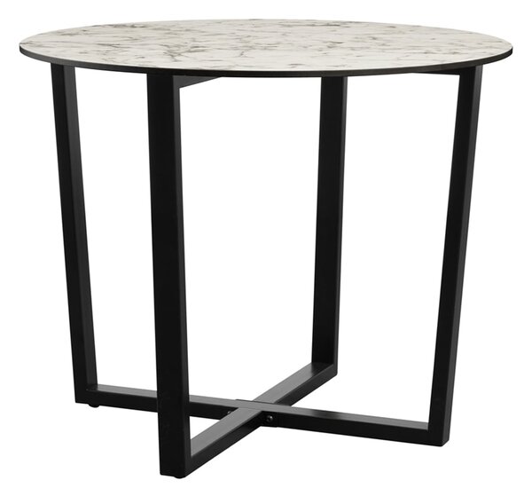 Aldgate Small Wooden Dining Table In White Marble Top
