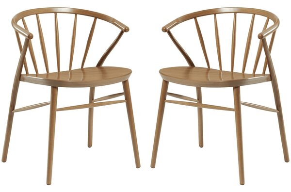 Abiquiu Antique Oak Wooden Dining Chairs In Pair
