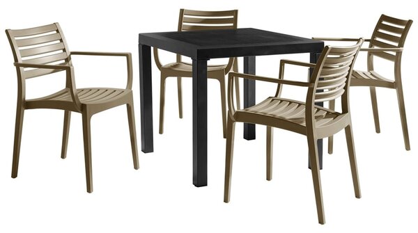 Albany Black Wooden Dining Table With 4 Alto Taupe Chairs