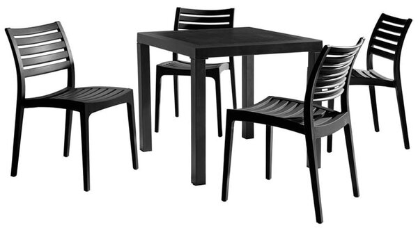 Albany Wooden Dining Table With 4 Chairs In Black