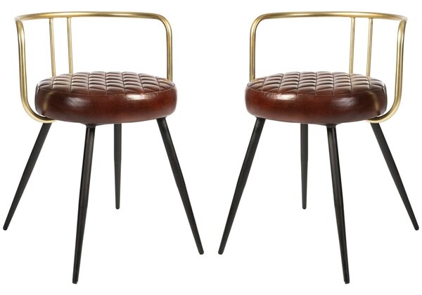 Avondale Red Leather Stools With Metal Legs In Pair