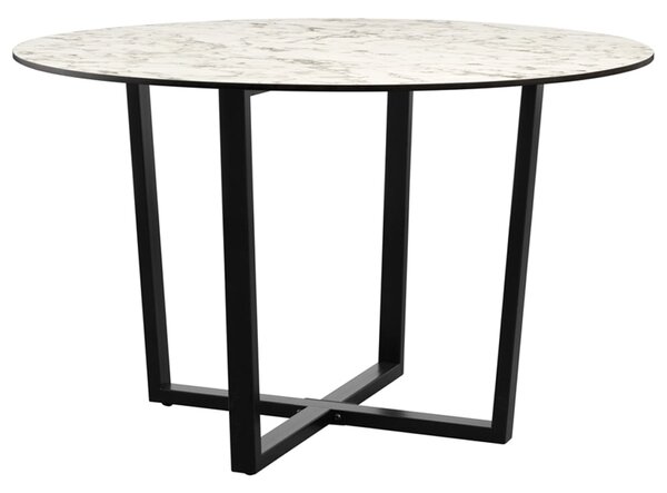 Aldgate Large Wooden Dining Table In White Marble Top