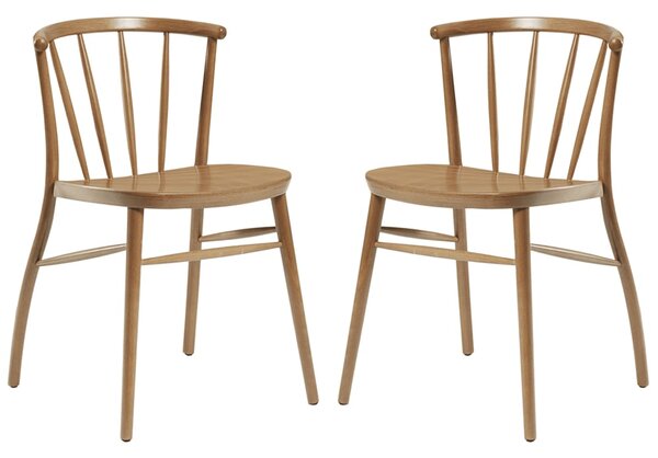 Abiquiu Antique Oak Wooden Side Dining Chairs In Pair