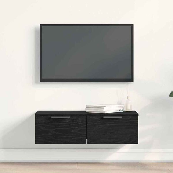Clive Wooden TV Stand With 2 Drawer In Black Oak