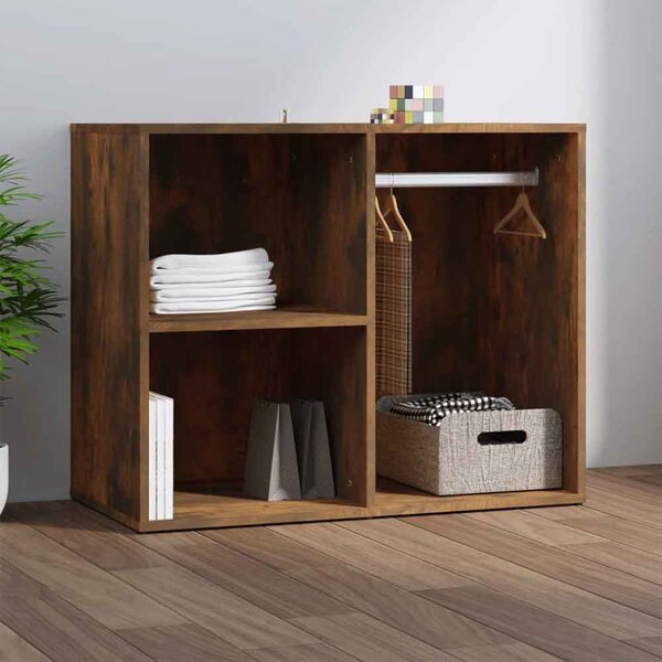 Deion Wooden Clothes Storage With Self In Smoked Oak