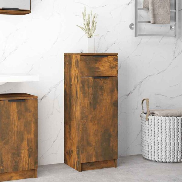 Clive Wooden Storage Cabinet With 1 Drawer 1 Door In Smoked Oak