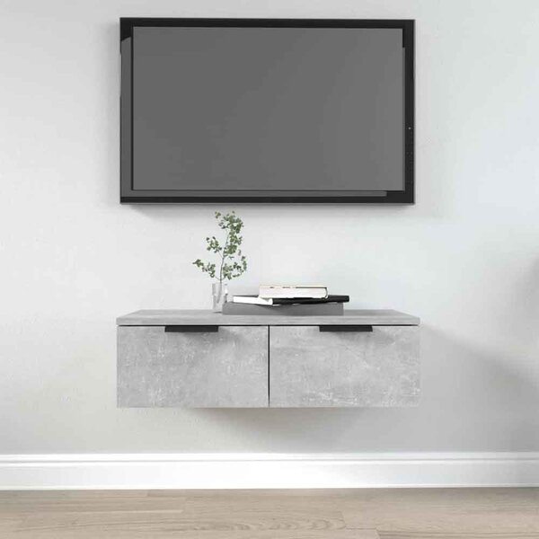 Clive Wooden TV Stand With 2 Drawer In Concrete Grey