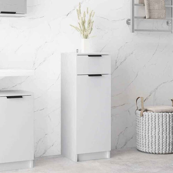 Clive Wooden Storage Cabinet With 1 Drawer 1 Door In White