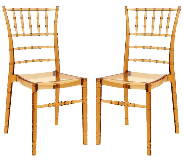 Calhoun Amber Transparent Polycarbonate Side Dining Chairs In Pair