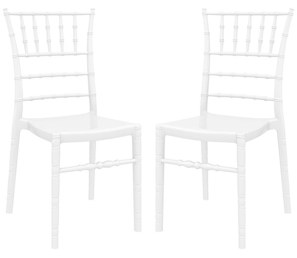 Calhoun Glossy White Polycarbonate Side Dining Chairs In Pair